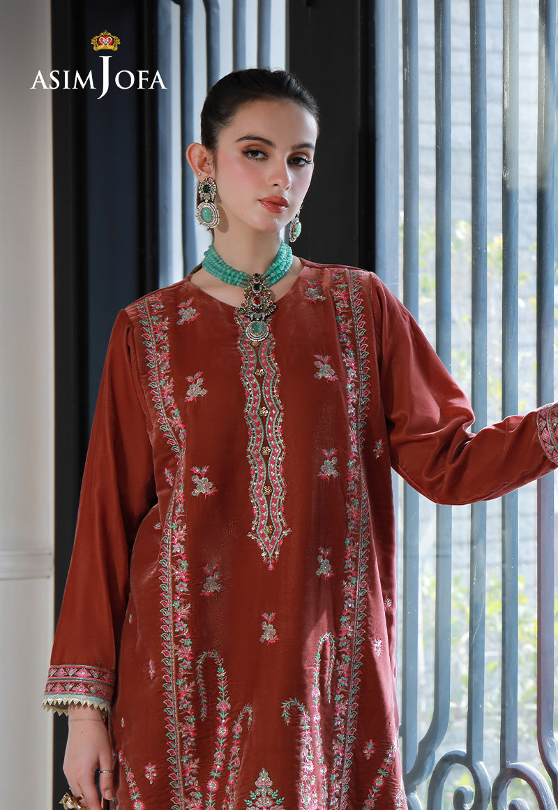Asim Jofa | Velvet Edit | AJVG-04 L Rust Velvet