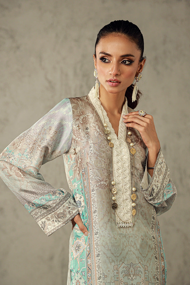Wardha Saleem | Luxury Pret Traditional Wear | JANA M Gray Pure Raw Silk