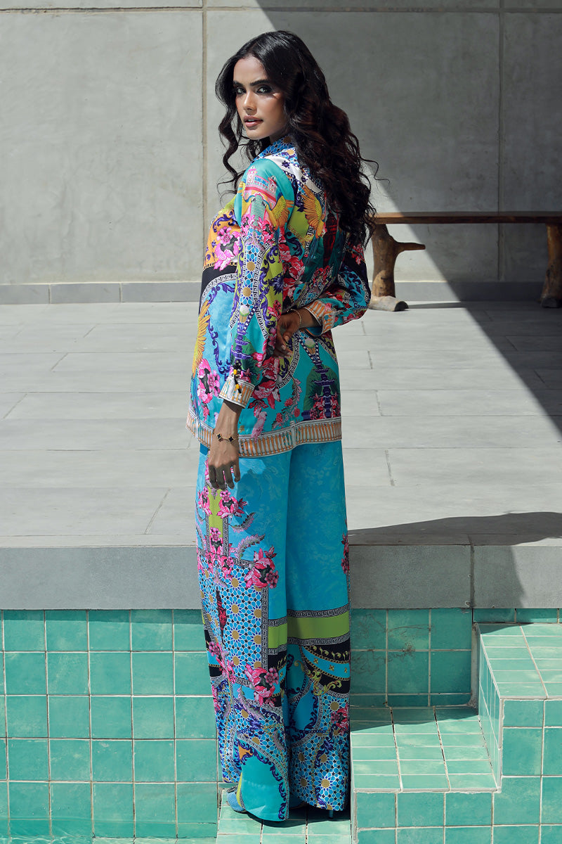 Wardha Saleem | Luxury Pret Fusion Wear | VERA (2PC) S Aqua Silk