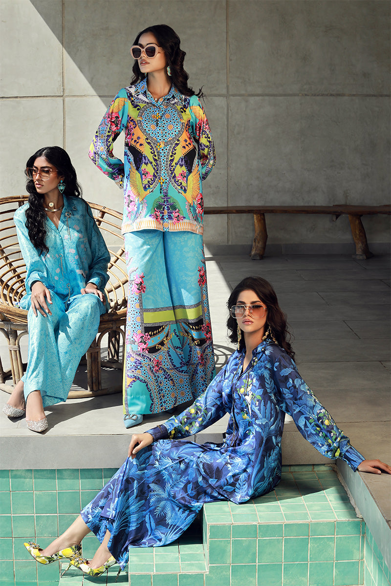 Wardha Saleem | Luxury Pret Fusion Wear | VERA (2PC) M Aqua Silk