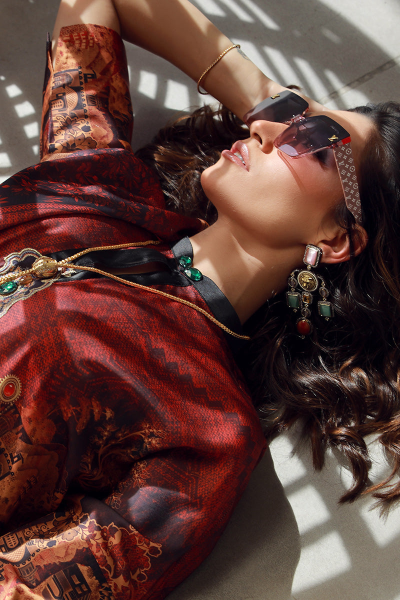 Wardha Saleem | Luxury Pret Fusion Wear | HAZEL (2PC) M Rust Female