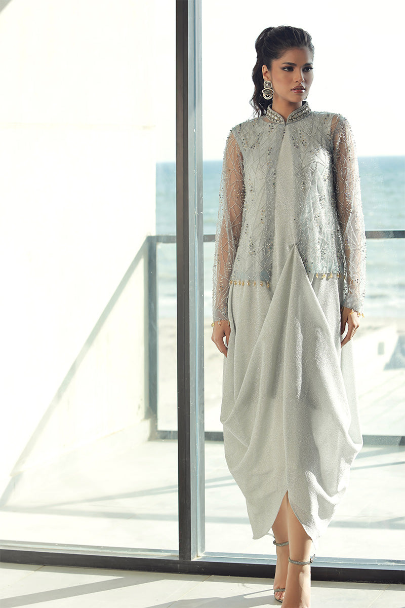 Wardha Saleem | Luxury Pret Fusion Wear | PEARL (2PC) XS Sky Blue Female