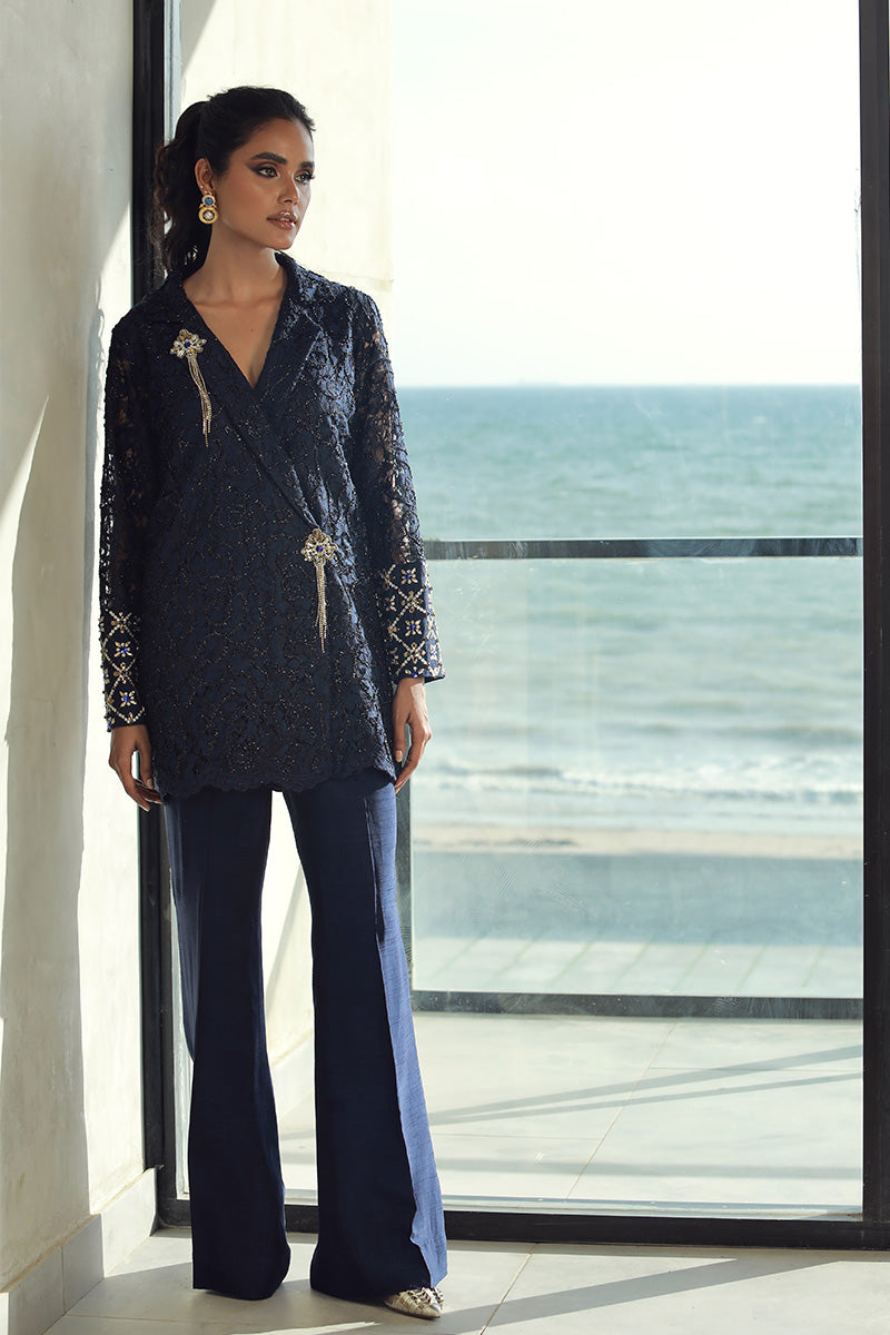 Wardha Saleem | Luxury Pret Fusion Wear | RENNE (2PC) XS Navy Blue Female
