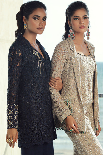 Wardha Saleem | Luxury Pret Fusion Wear | RENNE (2PC) L Navy Blue Female