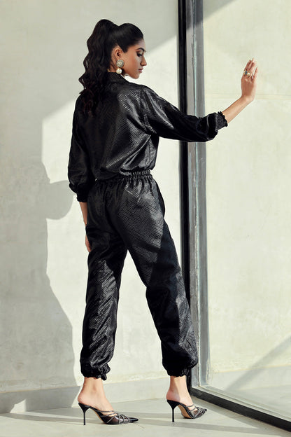 Wardha Saleem | Luxury Pret Fusion Wear | KIERA (2PC) S Black Embossed Silk