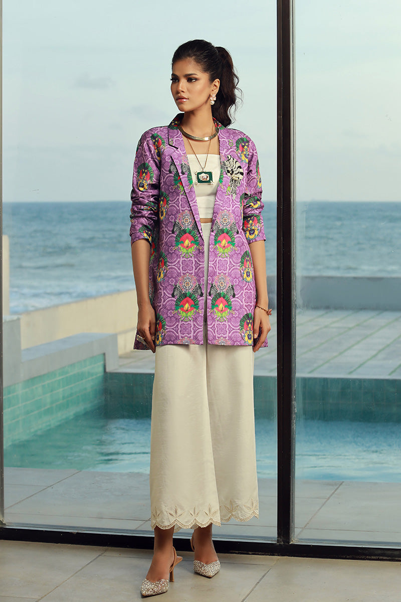 Wardha Saleem | Luxury Pret Fusion Wear | IVAN XS Off White Indian Raw Silk
