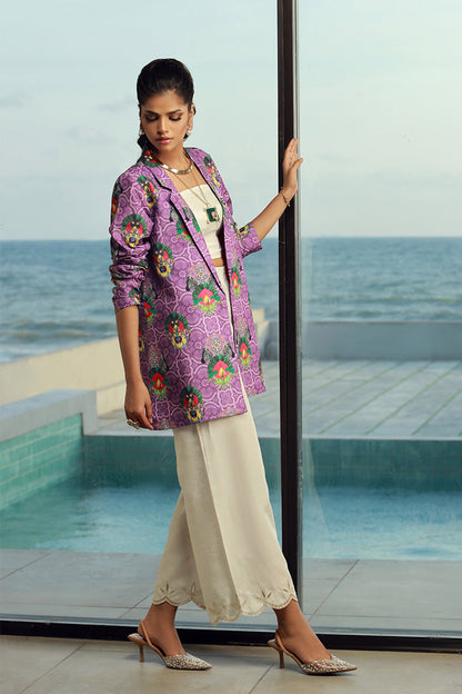 Wardha Saleem | Luxury Pret Fusion Wear | IVAN XL Off White Indian Raw Silk