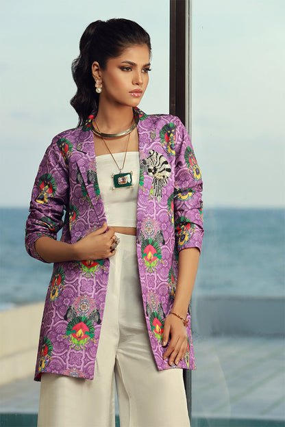 Wardha Saleem | Luxury Pret Fusion Wear | IVAN M Off White Indian Raw Silk