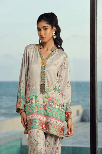 Wardha Saleem | Luxury Pret Fusion Wear | LILA (2PC) L Light Gray Female