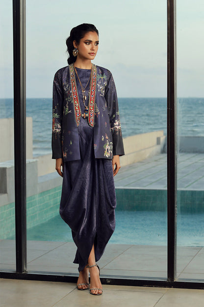 Wardha Saleem | Luxury Pret Fusion Wear | ANYA (2PC) XS Navy Blue Female