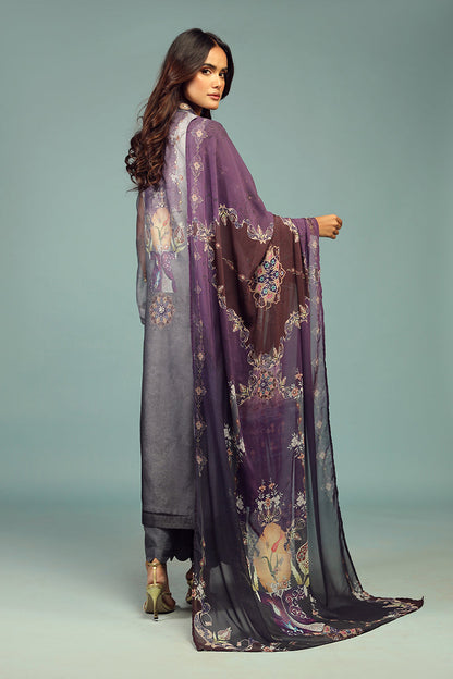 Wardha Saleem | Luxury Pret Traditional Wear | DARVESH SHIRT WITH DUPATTA ( 2 PC) XL Gray Cotton Net