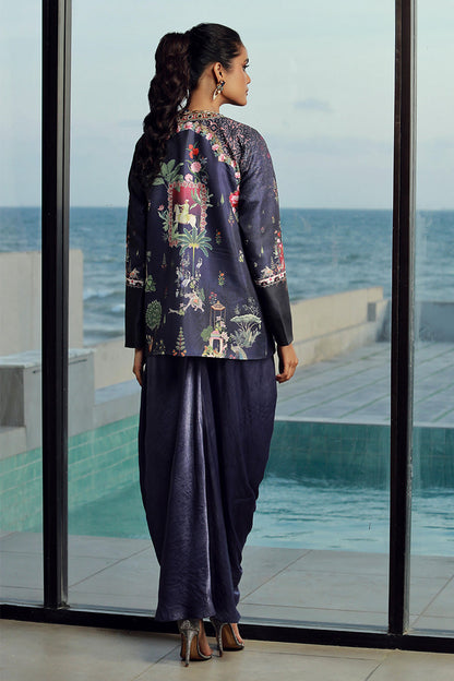 Wardha Saleem | Luxury Pret Fusion Wear | ANYA (2PC) S Navy Blue Female