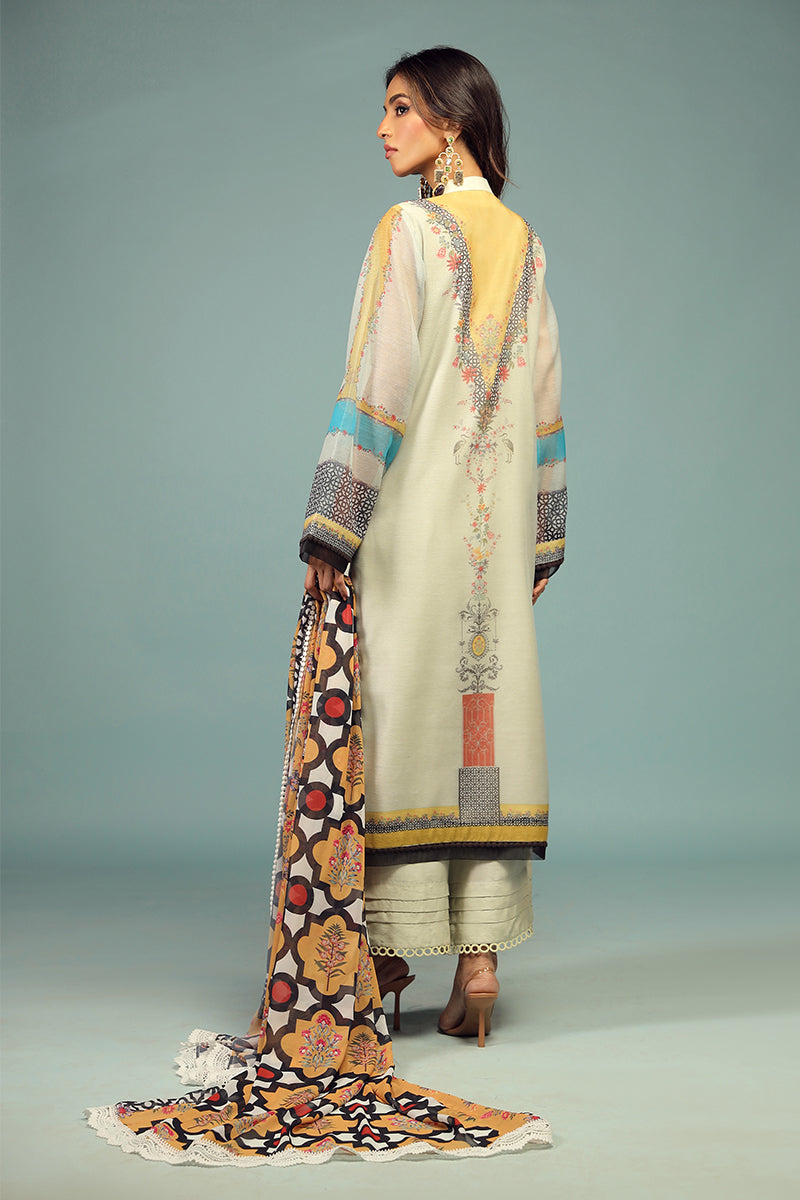 Wardha Saleem | Luxury Pret Traditional Wear | BARAHDARI SHIRT WITH DUPATTA ( 2 PC) S Off White Cotton Net