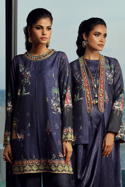 Wardha Saleem | Luxury Pret Fusion Wear | ANYA (2PC) L Navy Blue Female