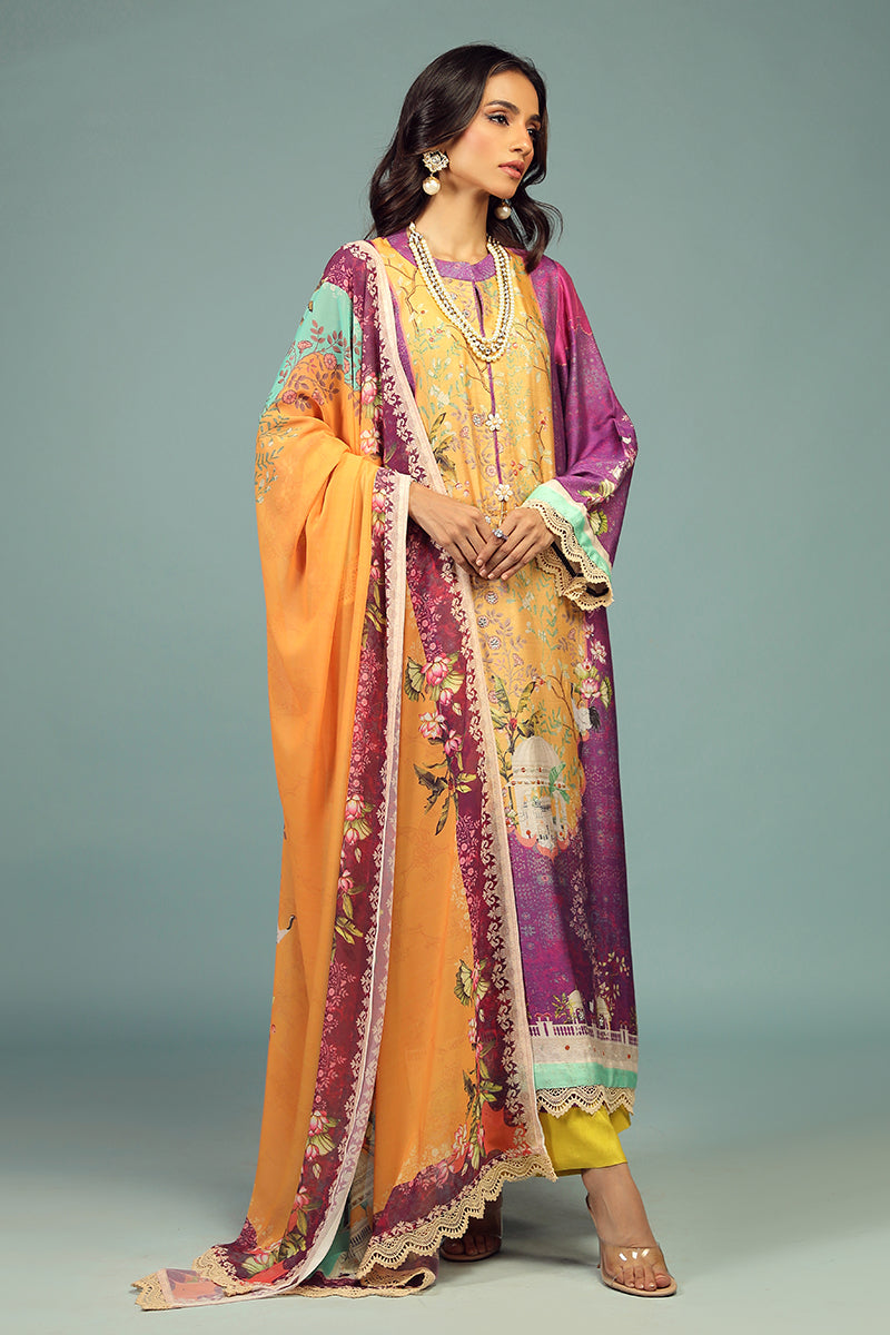 Wardha Saleem | Luxury Pret Traditional Wear | JHAROKA SHIRT WITH DUPATTA ( 2 PC) L Purple Cotton Silk