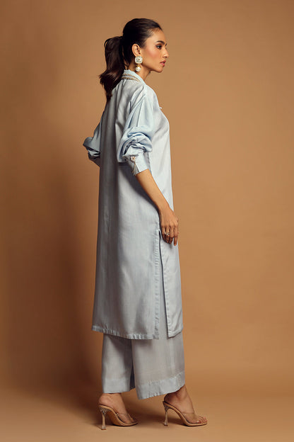 Wardha Saleem | Luxury Pret Traditional Wear | AMOUR (2PC) S Blue Cotton Silk