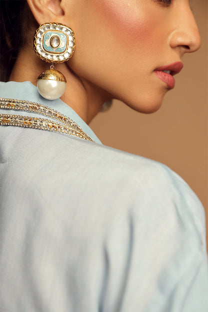Wardha Saleem | Luxury Pret Traditional Wear | AMOUR (2PC) M Blue Cotton Silk