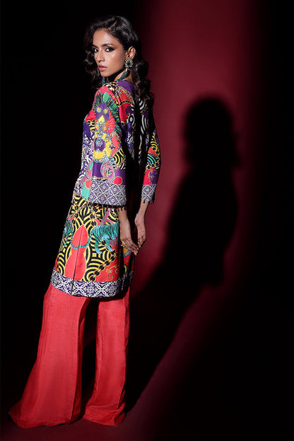 Wardha Saleem | Luxury Pret Fusion Wear | EXOTICA (2PC) S Multicolor Raw Silk