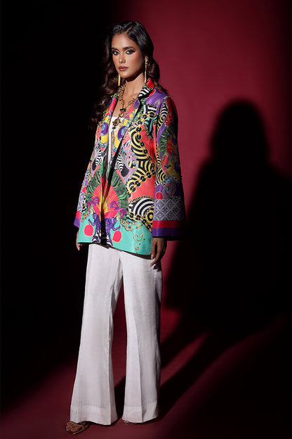 Wardha Saleem | Luxury Pret Fusion Wear | SAFARI JACKET WITH JUMPSUIT (2PC) XL White Raw Silk