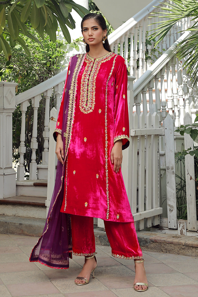 Sana Abbas | Velvet Formals | RUBY XS Hot Pink Velvet