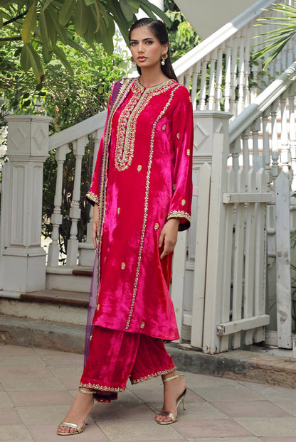 Sana Abbas | Velvet Formals | RUBY XL Hot Pink Velvet