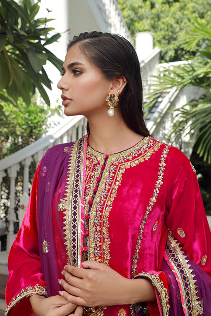 Sana Abbas | Velvet Formals | RUBY M Hot Pink Velvet