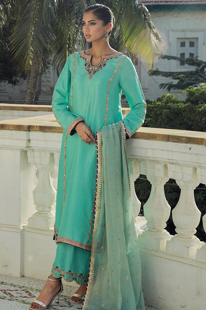 Sana Abbas | Velvet Formals | AQUAMARINE XS Aqua Green Silk