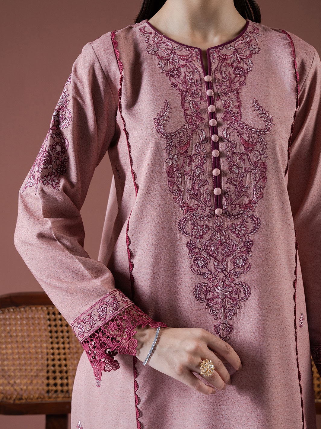 Faiza Faisal | Winter Edit 2024 | LEENA M Rose Pink Karandi