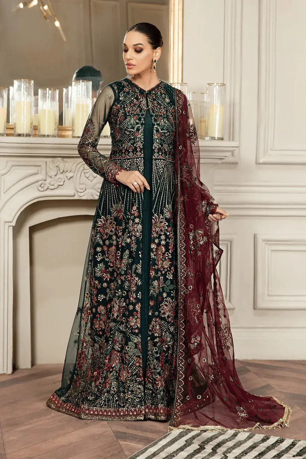 Zarif | Mehroz Formals | PINE GREEN - Pakistani Designer Dress - by Zarif | Type: Formal - 100% Original at Saira Sultan