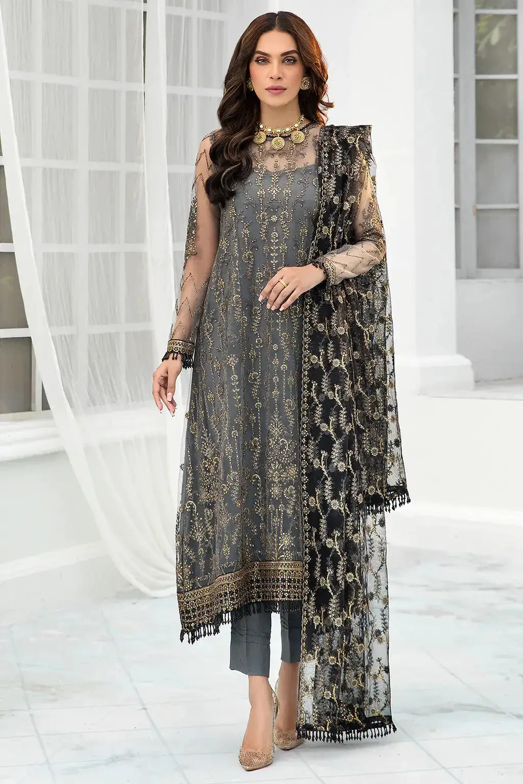 Zarif | DE LUXURY Formals | GRAPHITE - Pakistani Designer Dress - by Zarif | Type: Formal - 100% Original at Saira Sultan