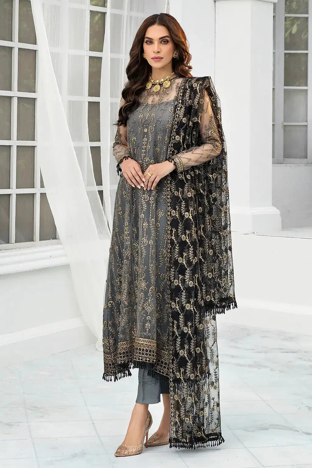 Zarif | DE LUXURY Formals | GRAPHITE - Pakistani Designer Dress - by Zarif | Type: Formal - 100% Original at Saira Sultan