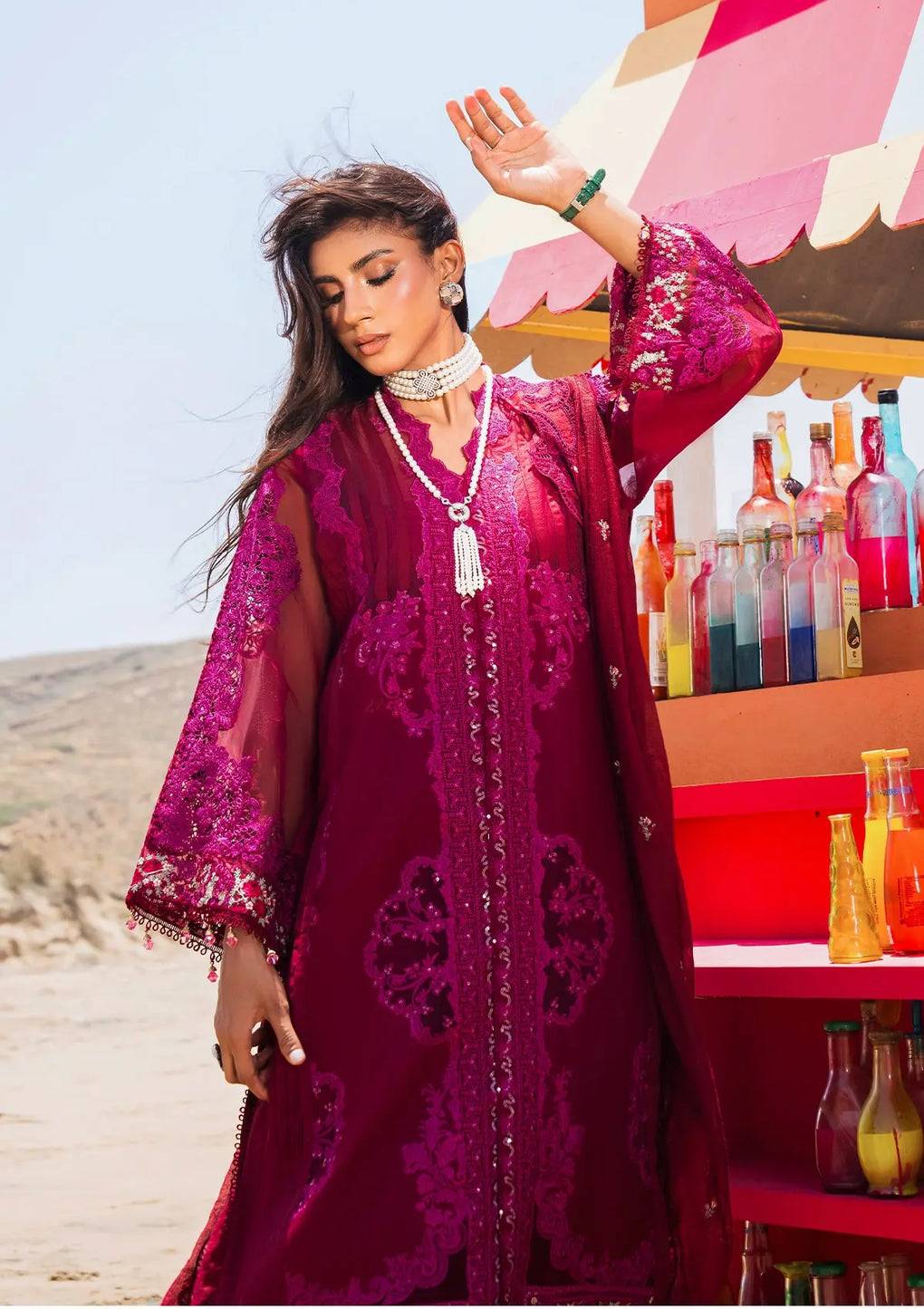 Elaf Premium | Hai Kuch Festive Lawn 24 | EHK-01B Gulzar - Pakistani Designer Dress - by Elaf Premium | Type: Luxury - 100% Original at Saira Sultan