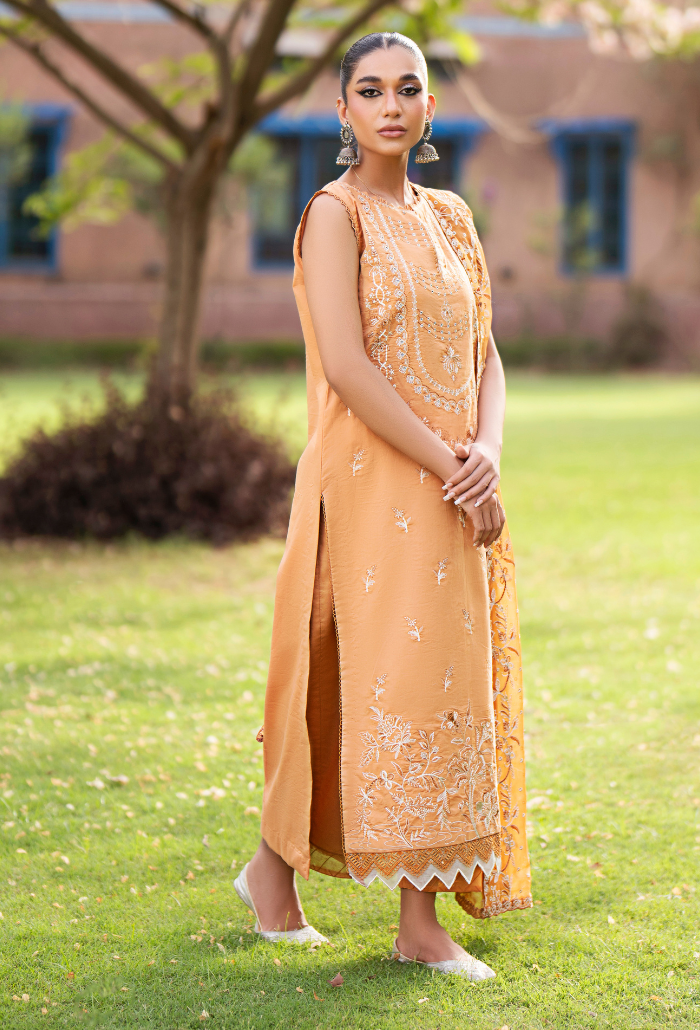 Humdum | Selin Lawn 25 | Selin - D07 XS Apricot Orange Lawn