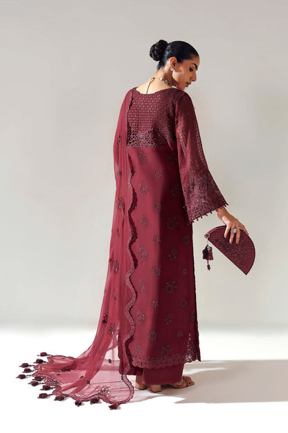 Alizeh | Aymal Luxury Bamber Chiffon | RIKA MAROON - Pakistani Designer Dress - by Alizeh - Type : Ladies Clothes - 100% Original at Saira Sultan