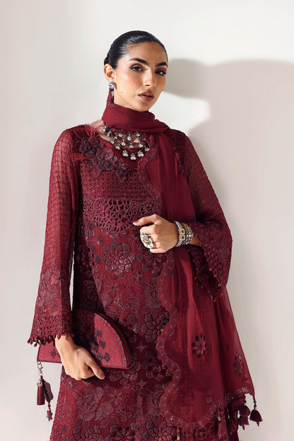 Alizeh | Aymal Luxury Bamber Chiffon | RIKA MAROON - Pakistani Designer Dress - by Alizeh - Type : Ladies Clothes - 100% Original at Saira Sultan
