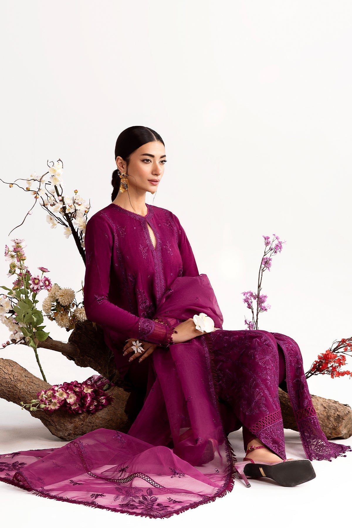 Enzo I Tu Es Aime I Prune - Pakistani Designer Dress - by Enzo - Type : Ladies Clothes - 100% Original at Saira Sultan