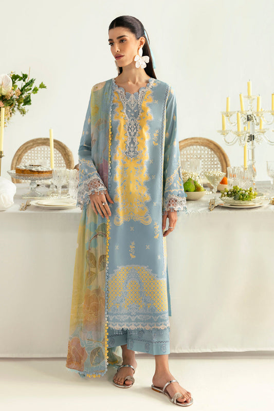 Qalamkar | Q Prints 2025 | PQ-06 ELVA XS Ice Blue Lawn