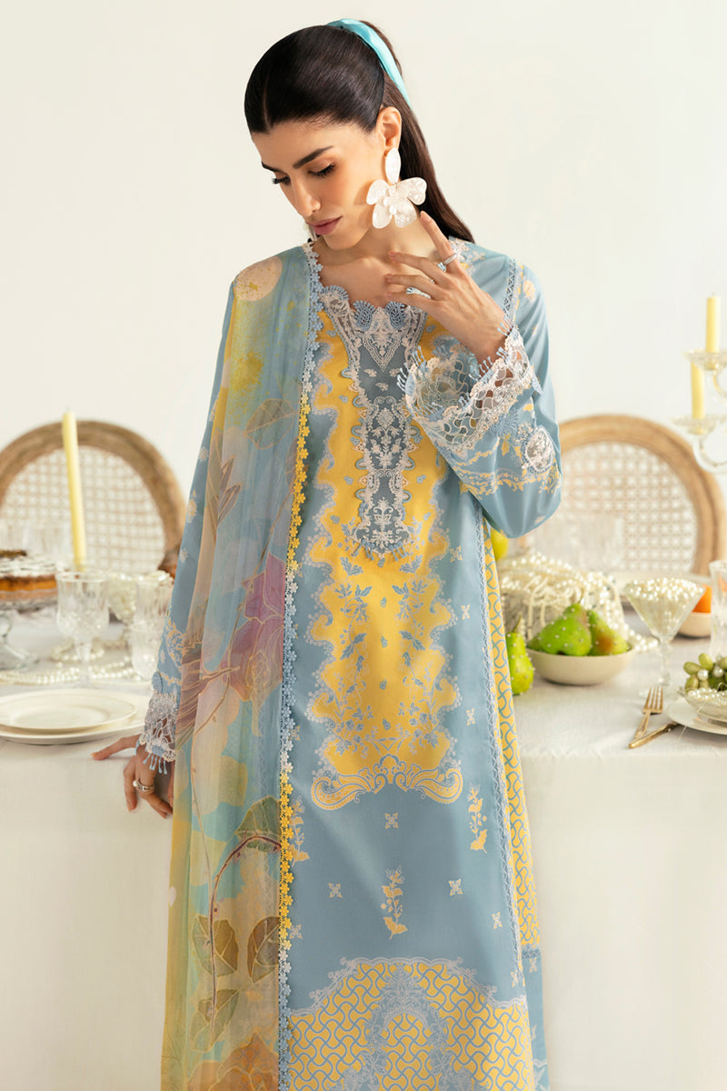 Qalamkar | Q Prints 2025 | PQ-06 ELVA S Ice Blue Lawn
