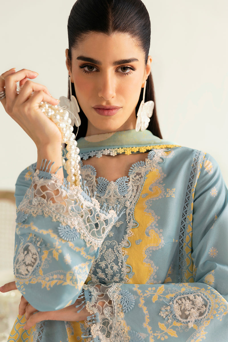 Qalamkar | Q Prints 2025 | PQ-06 ELVA L Ice Blue Lawn