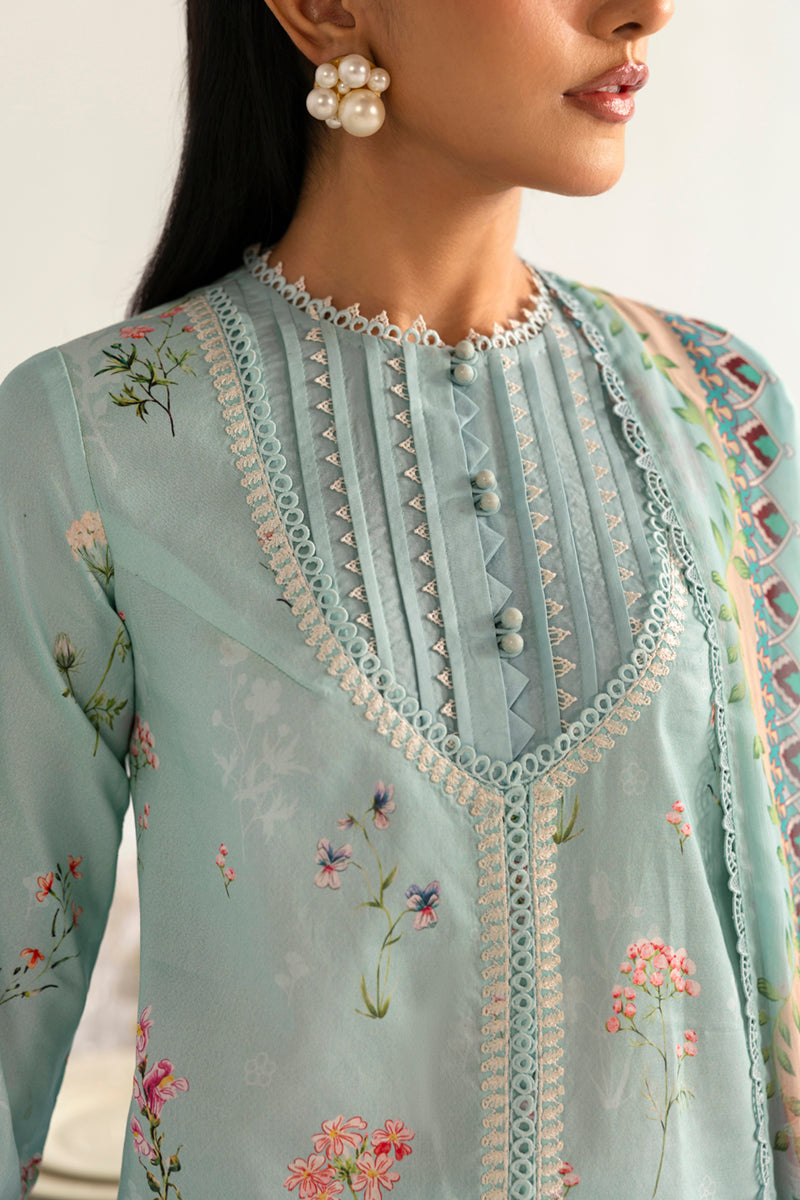 Qalamkar | Q Prints 2025 | PQ-08 RENA M Ice Blue Lawn