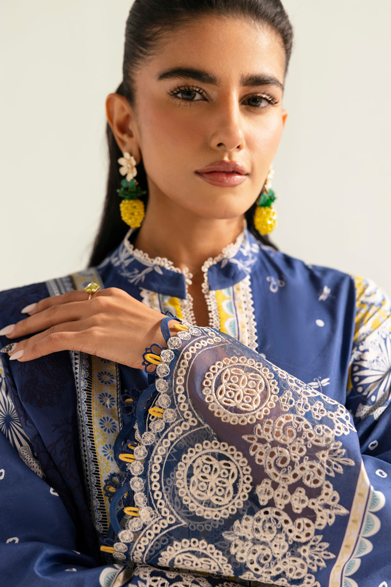 Qalamkar | Q Prints 2025 | PQ-02 HINA M Navy Blue Lawn