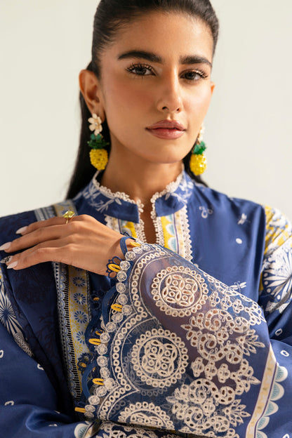Qalamkar | Q Prints 2025 | PQ-02 HINA M Navy Blue Lawn