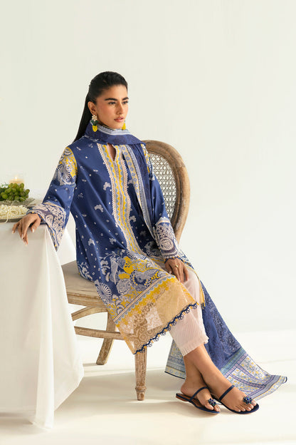 Qalamkar | Q Prints 2025 | PQ-02 HINA XL Navy Blue Lawn