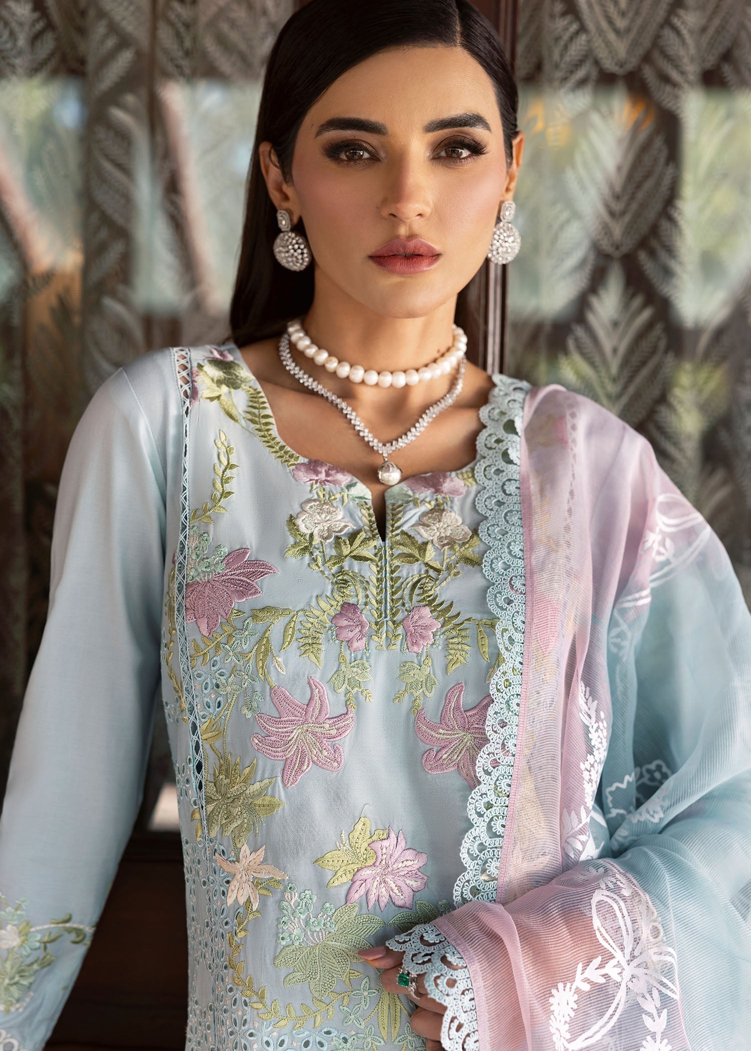 Saira Shakira | Bloom Lawn 25 | LOTUS REVERIE 4-B S Sky Blue Lawn