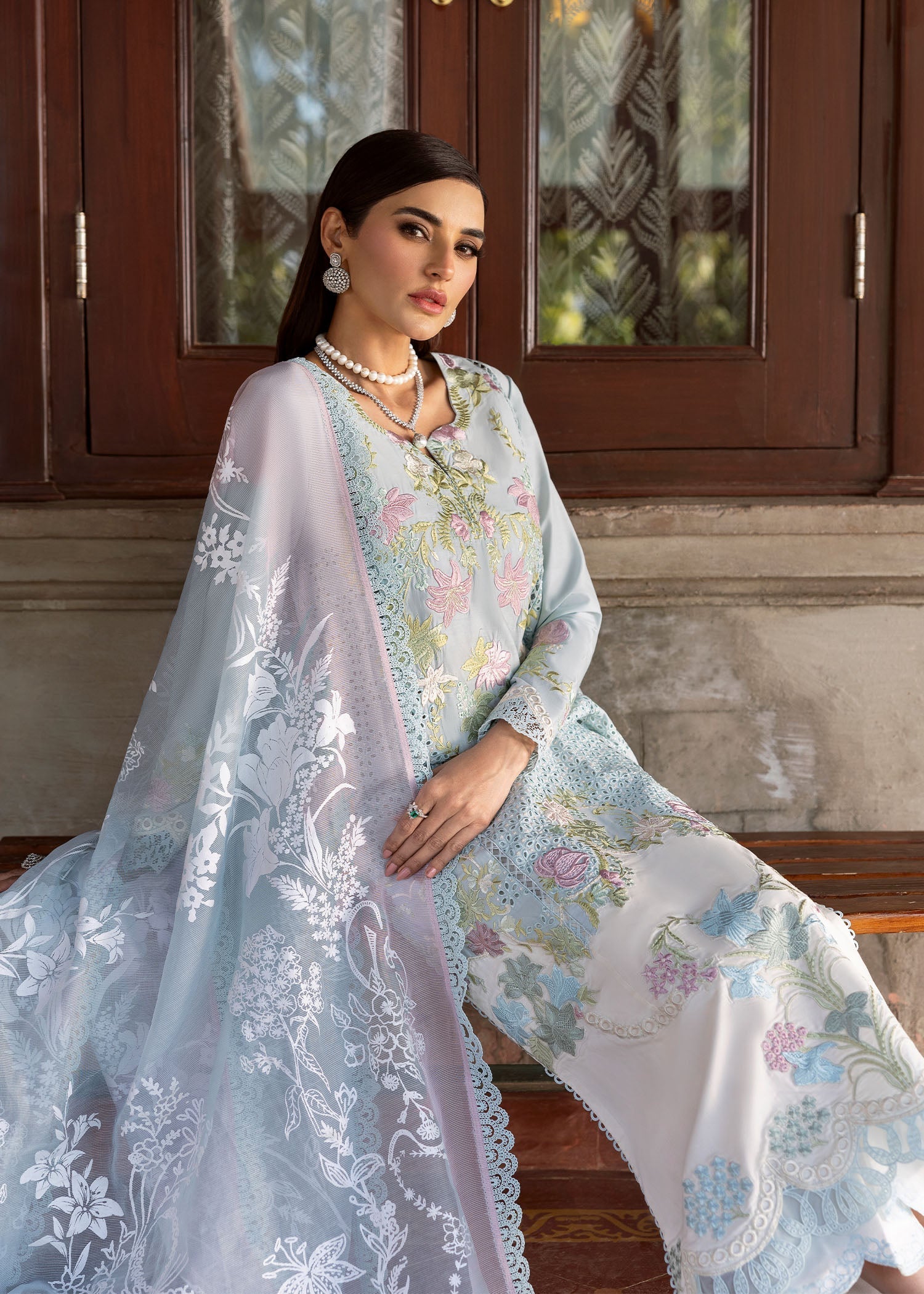 Saira Shakira | Bloom Lawn 25 | LOTUS REVERIE 4-B M Sky Blue Lawn