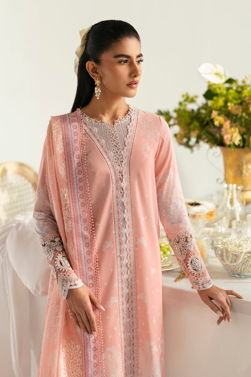 Qalamkar | Q Prints 2025 | PQ-02 AROHA L Pastel Pink Lawn