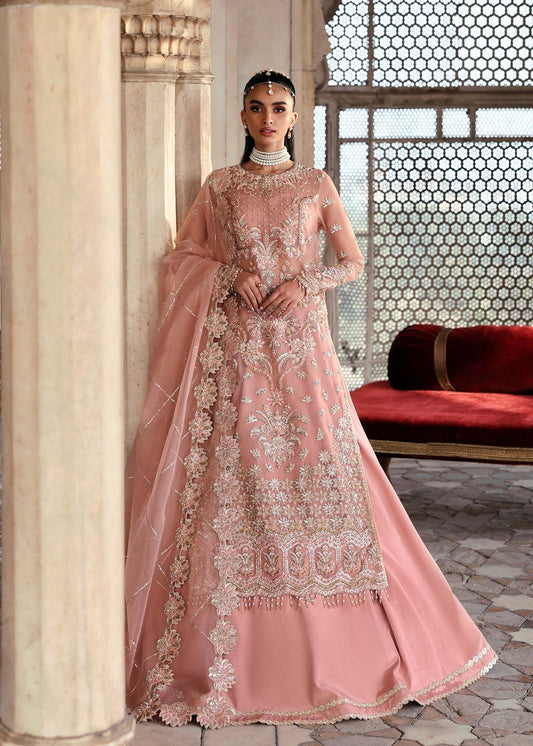 Akbar Aslam | Dastaan Luxury Formals | Nazneen XS Peach Pink Net