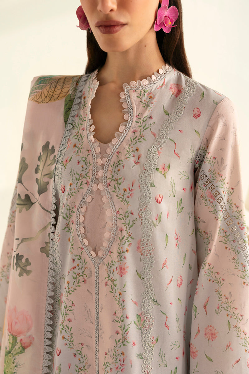 Qalamkar | Q Prints 2025 | PQ-07 JANE M Pastel Pink Lawn