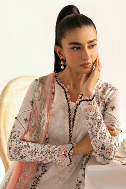 Qalamkar | Q Prints 2025 | PQ-09 LYRA L Off White Lawn