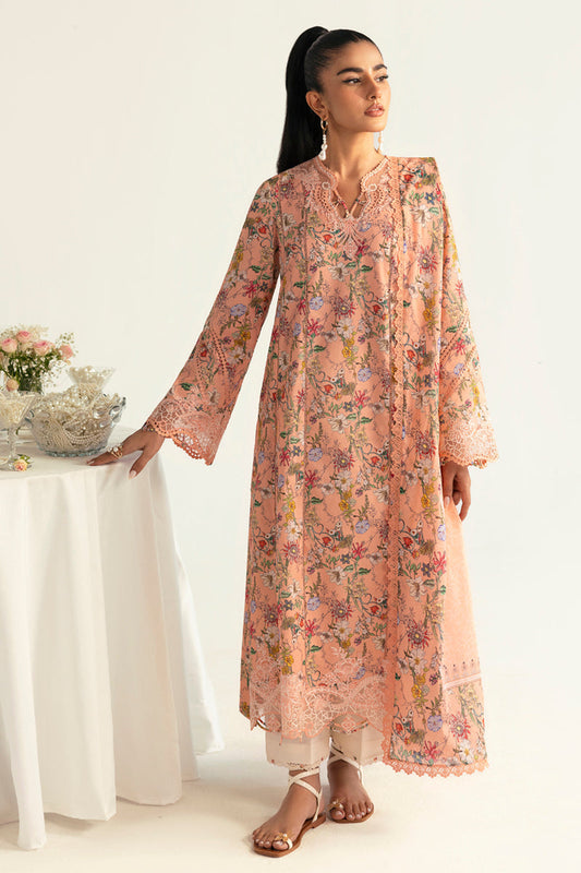 Qalamkar | Q Prints 2025 | PQ-10 MAIRA XS Pale Peach Lawn